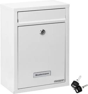 monzana Wandbriefkasten, Weiß inkl. 2 Schlüssel Namensschild abschließbar Mailbox