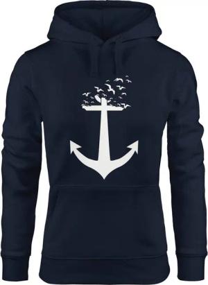 MoonWorks Hoodie Hoodie Damen Anker Vögel Anchor Birds Sweatshirt Kapuzenpullover