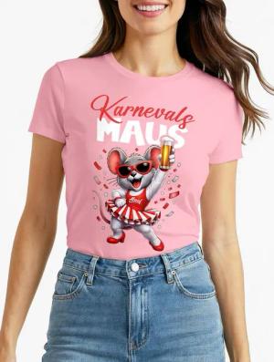 MoonWorks Print-Shirt Damen T-Shirt Fasching Karneval Ersatz Verkleidung Karnevalsmaus Last mit Print