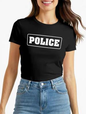 MoonWorks Print-Shirt Damen T-Shirt Police Polizei-Kostüm Polizistin Fun-Shirt Fasching mit Print