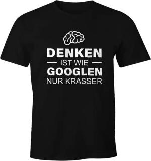 MoonWorks Print-Shirt Denken ist wie googeln nur krasser Herren T-Shirt Fun-Shirt mit Print