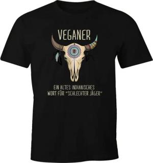 MoonWorks Print-Shirt Herren T-Shirt Vegetarier / Veganer Schlechter Jäger Spruch Skull lustig Fun-Shirt Moonworks® mit Print