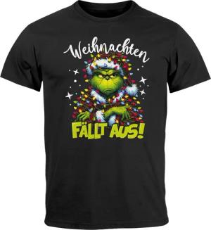 MoonWorks Print-Shirt Herren T-Shirt Weihnachten fällt aus Weihnachtsshirt Grinch mit Print