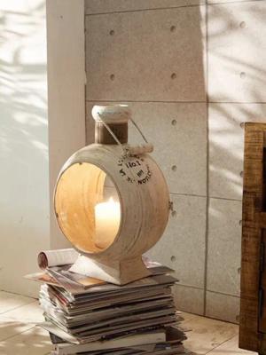 More2Home Kerzenlaterne Standlaterne, STORMY-2, Metall vintage-weiss, 40 cm hoch