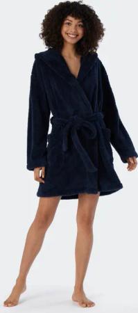 Morgenmantel Teddy-Fleece Comfort-Fit dunkelblau - Essentials S