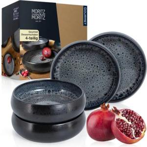 Moritz & Moritz Dessertschale SOLID 4x Dessertschale Grau, Steinzeug, (4er, 4-tlg), Steinzeug