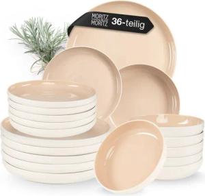 Moritz & Moritz Geschirr-Set CAVO Geschirrset Almond (36-tlg), 12 Personen, Steinzeug, für 12 Personen aus Steinzeug