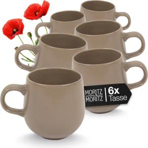 Moritz & Moritz Tasse ALHAMBRA Kaffeebecher Mousse, 6-tlg., Steinzeug, Hochwertiges Steinzeug, Spülmaschinengeeignet