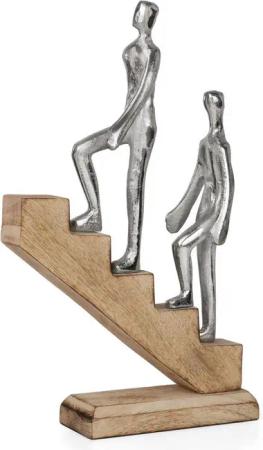 Moritz Skulptur Dekofigur Aufstieg mit 2 Personen aus Aluminium & Holz, Holz, Tischdeko, Fensterdeko, Wanddeko, Holzdeko, Weihnachtsdeko