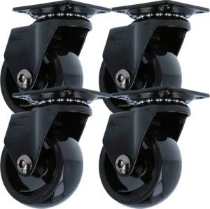 MS Beschläge Möbelrolle Transportrolle modernes Design Lenkrolle Schwarz, (4-St), bodenschonend