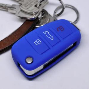 mt-key Schlüsseltasche Autoschlüssel Softcase Silikon Schutzhülle Blau, Audi A1 S1 A3 S3 A4 A6 S6 TT Q3 Q7 R8 8P 8V B7 C6 8J 8U 4L 8X