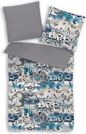 MTOnlinehandel Bettwäsche Graffiti 100 % Baumwolle, Renforcé, 2 teilig, moderne Bettwäsche in zwei Größen für Kinder und Teenager