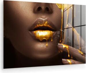 MuchoWow Acrylglasbild Gold - Frau - Farbe - Lippen - Luxus, Inkl. Aufhängung, Glasbilder Wohnzimmer, Schlafzimmer, Flur & Esszimmer, 30x20 cm
