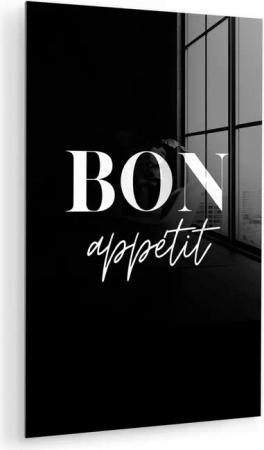 MuchoWow Acrylglasbild Guten Appetit - Zitat - Schwarz - Zitat, Inkl. Aufhängung, Wandbilder auf Glas Küche, Acrylglas Küchenbilder, 20x30 cm