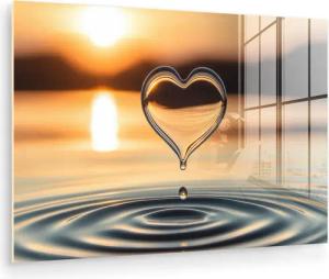 MuchoWow Acrylglasbild Herz - Wasser - Sonnenuntergang - Natur - Zen, Inkl. Aufhängung, Glasbilder Wohnzimmer, Schlafzimmer, Flur & Esszimmer, 30x20 cm