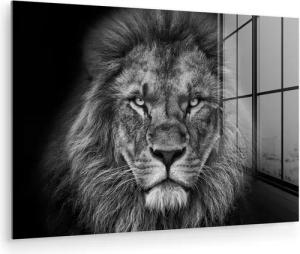MuchoWow Acrylglasbild Tiere - Löwe - Schwarz - Weiß - Porträt, Inkl. Aufhängung, Glasbilder Wohnzimmer, Schlafzimmer, Flur & Esszimmer, 30x20 cm