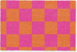 MuchoWow Fußmatte Schachbrettmuster - Orange - Rosa - Blöcke, Rechteckig, innen Schmutzfangmatte, Tür, Schmutzfänger Flur, Teppich, 60x40 cm
