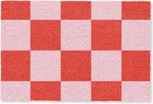 MuchoWow Fußmatte Schachbrettmuster - Rot - Rosa - Würfel, Rechteckig, innen Schmutzfangmatte, Tür, Schmutzfänger Flur, Teppich, 60x40 cm