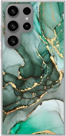 MuchoWow Handyhülle für Samsung Galaxy S23 Ultra Gold - Marmor - Grün - Luxus - Marmoropti