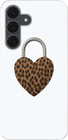 MuchoWow Handyhülle für Samsung Galaxy S25 FE Schloss - Herzform - Braun - Pantherdruck, Smartphone-Bumper, Print, Handy Schutzhülle Dünn