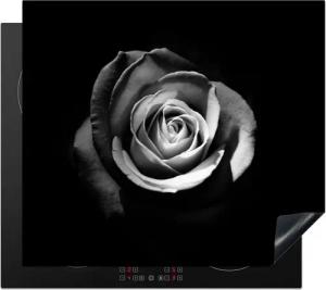 MuchoWow Herd-Abdeckplatte Blumen - Schwarz - Rose - Weiß - Botanisch, Vinyl, (1 tlg), Abdeckplatte für Ceranfeld, Herd Inductionsmatte, 57x51 cm