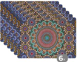 MuchoWow Platzset Ansicht eines marokkanischen Mosaiks von oben, (6-St), Platzsets, Tischset, Abwaschbar, Tischsets, Platzdeckchen