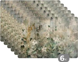 MuchoWow Platzset Blumen - Blätter - Abstrakt - Modern, (6-St), Platzsets, Tischset, Abwaschbar, Tischsets, Platzdeckchen