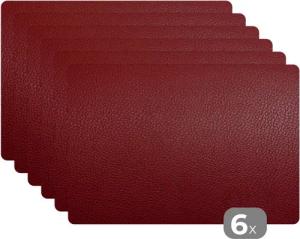 MuchoWow Platzset Leder - Lederoptik/print - Rot - Leicht, (6-St), Platzsets, Tischset, Abwaschbar, Tischsets, Platzdeckchen
