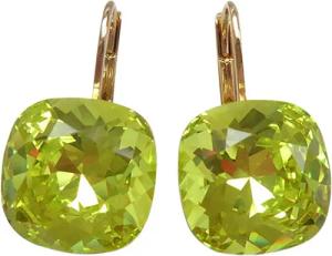 Mugello Paar Ohrhänger Romy hellgrün vergoldet modern leuchtend Sommer, Handgefertigter Modeschmuck, made in Germany