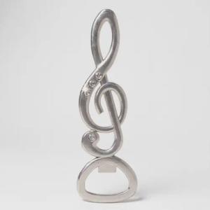 mugesh Flaschenöffner Flaschenöffner Violinschlüssel mit Strasssteinchen silber, für Musiker