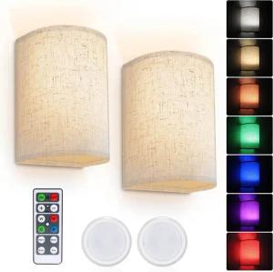 MUPOO Wandleuchte LED Wandleuchte mit Fernbedienung,Magnetische kabellose Wandlampe, 2 Stück