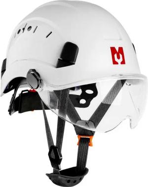 Mustbau Schutzhelm EN397 Schutzhelme mit Schweißband und Visier, 53 bis 63cm Verstellbarer Kopfumfang, strapazierfähiges ABS-Material