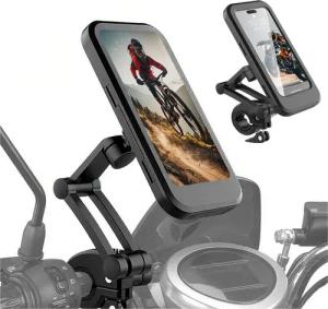 Mutig Handy-Halterung wasserdichte Motorrad Telefon Halterung Fahrrad Telefonhalterung, (bis 7 Zoll, 360 ° drehbare Rollerhalterung mit 3-Achsen und Kugelkopf, Universal-Lenkerinstallation, empfindlicher Touchscreen, Universal Fahrrad Handyhalterung für 4