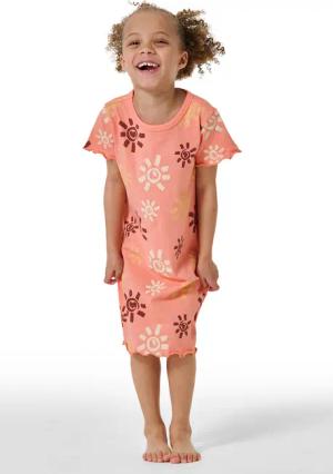 Nachthemd kurzarm Rollsaum Sonnen apricot - Girls World 104