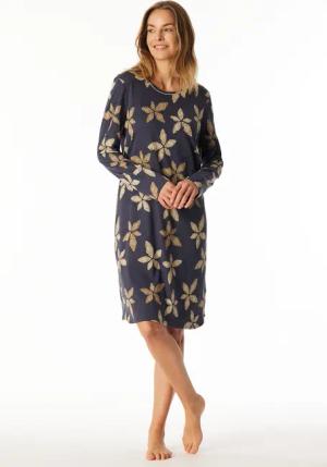 Nachthemd langarm Blumen graphit - Comfort Nightwear 38
