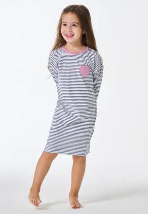Nachthemd langarm Ringel Herz jeansblau - Kids Nightwear 98