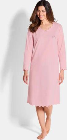 Nachthemden im Set aus reiner Baumwolle - rosé / gemustert - Gr. 44 von Goldner Fashion