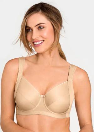 Nahtgeformter Bügel-BH mit Komfortträgern - caramel - Gr. 80 C von Goldner Fashion