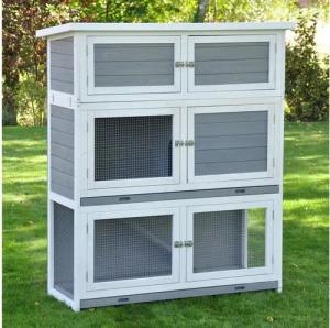 nanook Kleintierkäfig Hasenstall Schnuffi grau weiss 114 x 42 x 101 cm