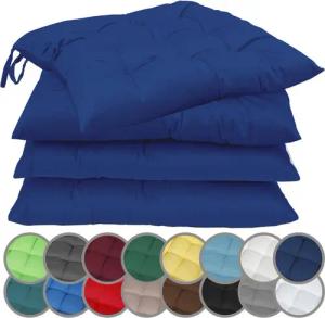 NatureMark Sitzkissen 4er-Set Stuhlkissen 40x40cm mit Bändern, Sitzpolster Kissen 4er Pack, schadstoffgeprüft, Navy blau