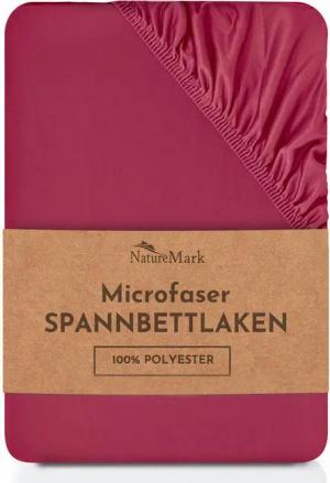 NatureMark Spannbettlaken Mikrofaser Spannbetttuch, Polyester, Gummizug: rundum, viele Größen und Farben Markenware, 200x220 cm, Bordeaux rot
