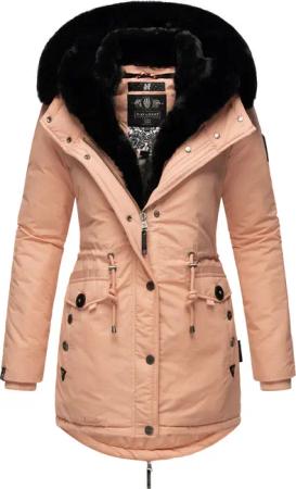 NAVAHOO Damen Wintermantel Winterparka Gefüttert mit 2 Kunstpelz-Kapuzen Sweety Deluxe