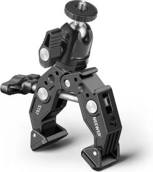 Neewer Action Cam-Halterung ST87 Superklemme mit Kugelkopf, Kaltschuh, Handyhalter, (Packung, Farbe:schwarz, Grundfarbe:schwarz, Action-Kamera-Halterungsadapter, für Flache/runde Oberfläche GoPro DJI)