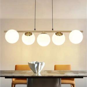 Nettlife Pendelleuchte Schwarz Glas Hängelampe E27 5-Flammig 150CM, Höhenverstellbar, LED wechselbar, für Esszimmer Wohnzimmer Bartheke