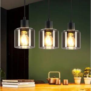 Nettlife Pendelleuchte Schwarz Vintage E27 Glas Esstisch 1/3 Flammig Wohnzimmer Hängelampe, Höhenverstellbar, LED wechselbar, Esszimmer Hotel Büro