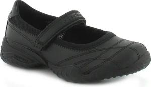 Neue Mädchen Schwarze Leder Skechers Schule Schuhe mit Klettverschluss