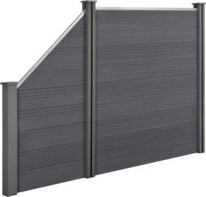 neu.holz Gartenzaun, (mit Pfosten), »Utrera« Lamellenzaun mit Schräge WPC Sichtschutz 183x277cm Grau