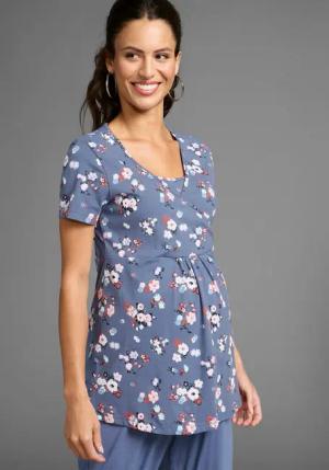 Neun Monate Umstandsshirt Schwangerschafts- und Stillshirt in Wickeloptik Wickelshirt für Schwangerschaft und Stillzeit