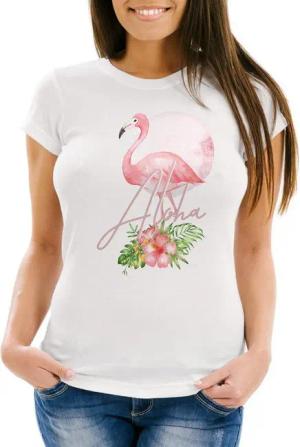 Neverless Print-Shirt Damen T-Shirt Flamingo Aloha Tropical Summer Jungle Paradise Hummingbird Slim Fit tailliert Baumwolle Neverless® mit Print