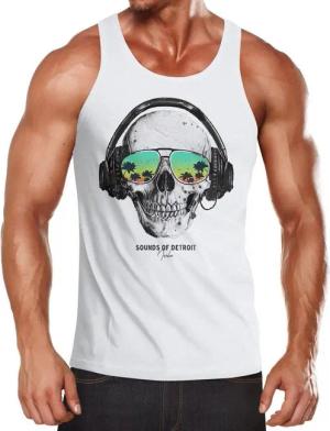 Neverless Tanktop Herren Tank-Top Totenkopf Kopfhörer Musik Party Skull Sonnenbrille mit Print